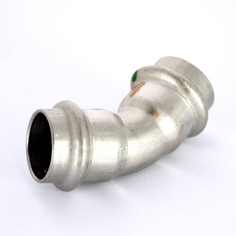 Угольник пресс 45° Viega Sanpress Inox 22 мм нержавеющая сталь 435790