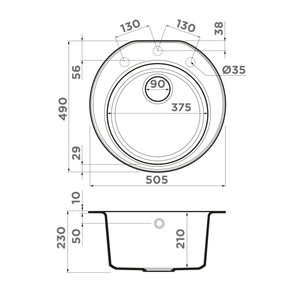 Кухонная мойка Omoikiri Miya 50-R-PL Tetogranit 50.5x49 см платина 4993511