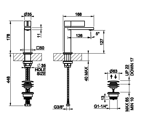 Смеситель для раковины Gessi Inverco Rigato черный матовый 73551299