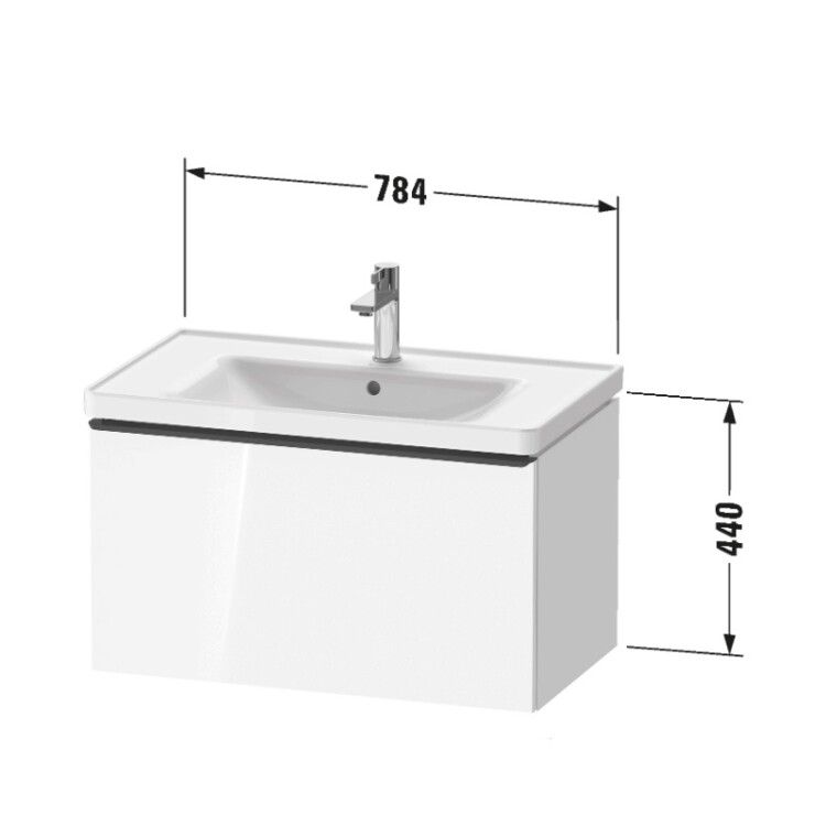 Тумба под раковину Duravit D-Neo 784x452x440 мм подвесная цвет бетонно-серый матовый DE4255004070000