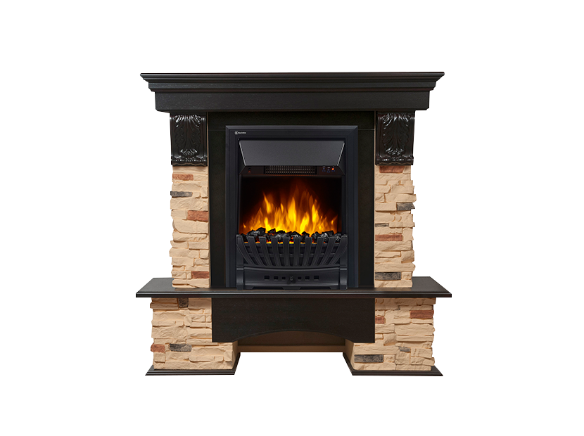 Портал для электрокамина Firelight Pietra Classic камень сланец натуральный шпон темный дуб НС-1158492