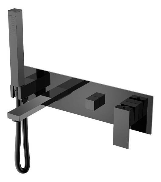 Смеситель для ванны встраиваемый Boheme Qubic графит глянцевый 474-2-SGM