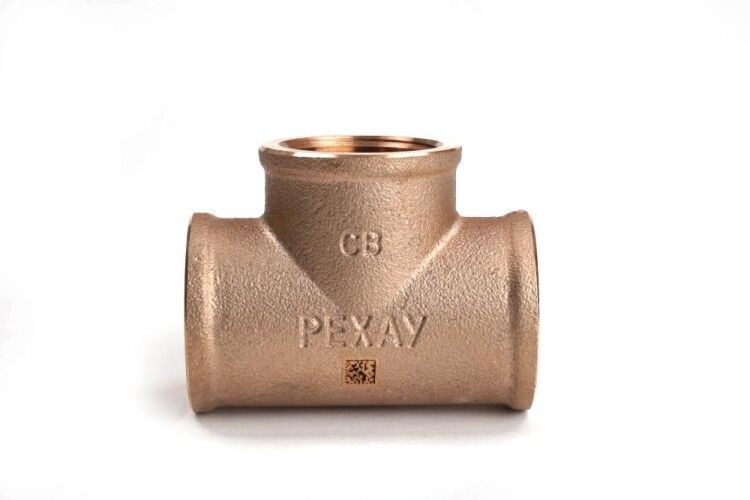 Тройник резьбовой редукционный REHAU AURLINE 3/4x1/2x3/4 ВВВ красная бронза RX+ 18772541001
