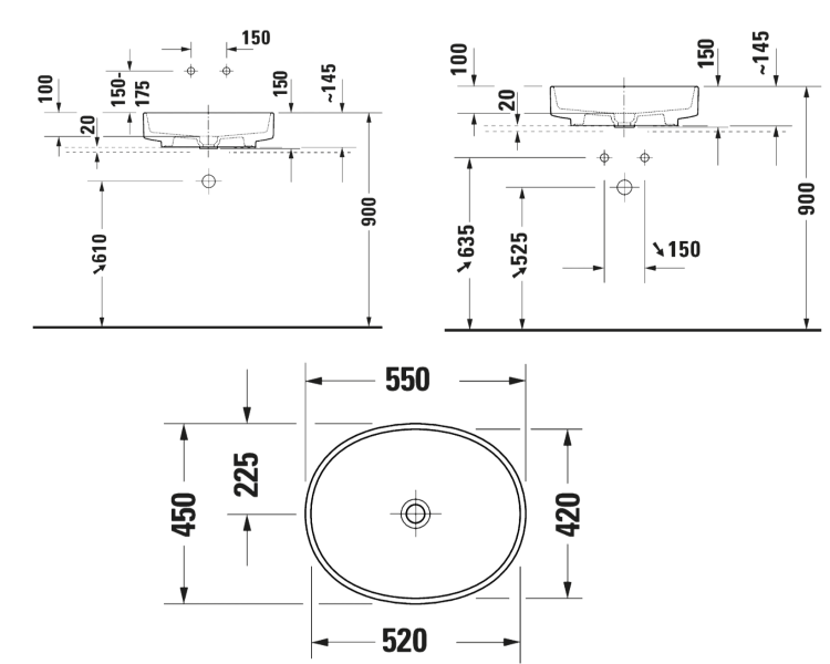 Раковина накладная Duravit Balcoon 550x450 мм Clay terra matt 241055AM79