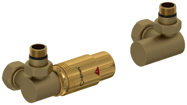 Терморегулятор автоматический Сунержа 3D G 1/2 x G 3/4 набор левый золото матовое/золото 03214216207