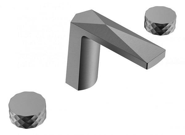 Смеситель для раковины Boheme Venturo врезной на 3 отверстия Diamond антрацит матовый 150-GM-DIAMOND