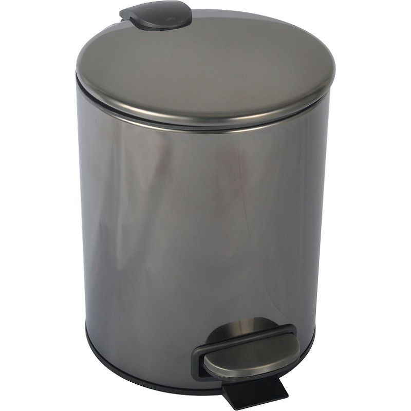 Ведро с крышкой напольное Boheme Uno 5 л глянцевая оружейная сталь 10426-SGM