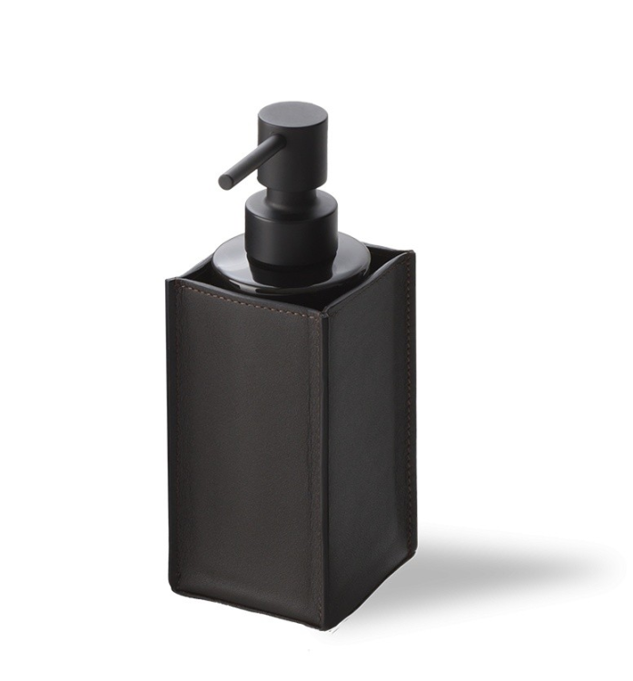 Дозатор для жидкого мыла Decor Walther Nappa настольный черно-коричневый / черный матовый 0939090