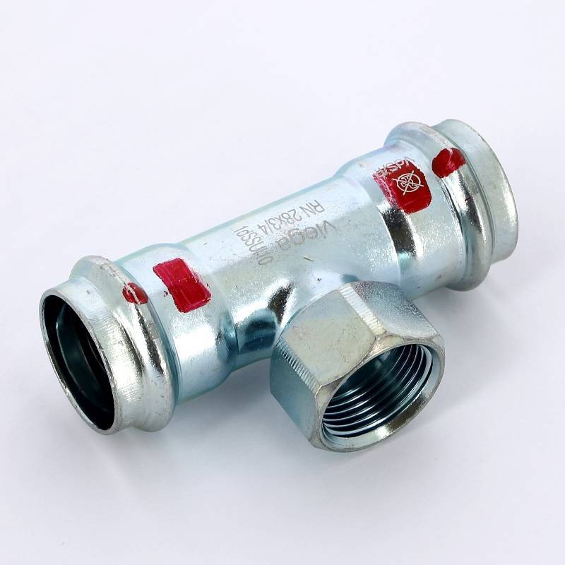 Тройник пресс-ВР оцинкованная сталь Viega Prestabo 28х3/4х28 мм 558925