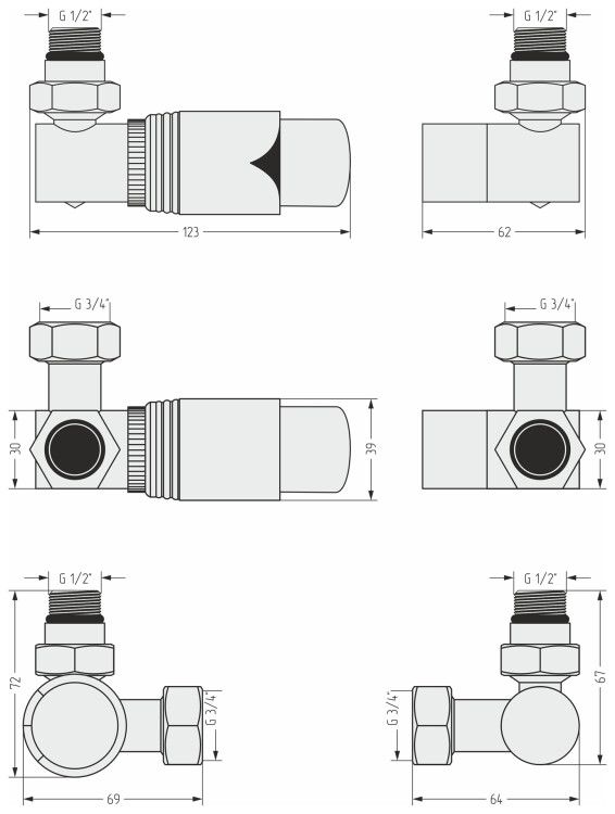 Терморегулятор Сунержа 3D автоматический набор левый G 1/2 x G 3/4 темный титан муар 1514210001