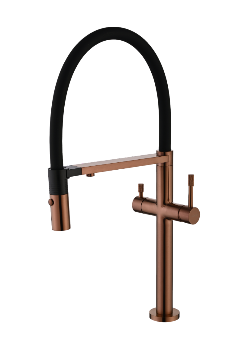 Смеситель для кухни Boheme Uno с гибким изливом и краном для питьевой воды brushed bronze 115-BRB