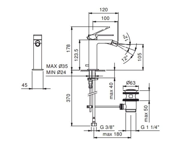 Смеситель для биде Fantini Mint хром 3402F008F