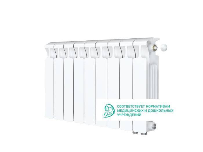 Радиатор биметаллический Rifar Monolit Ventil 350 9 секций нижнее правое подключение белый RMV35009R