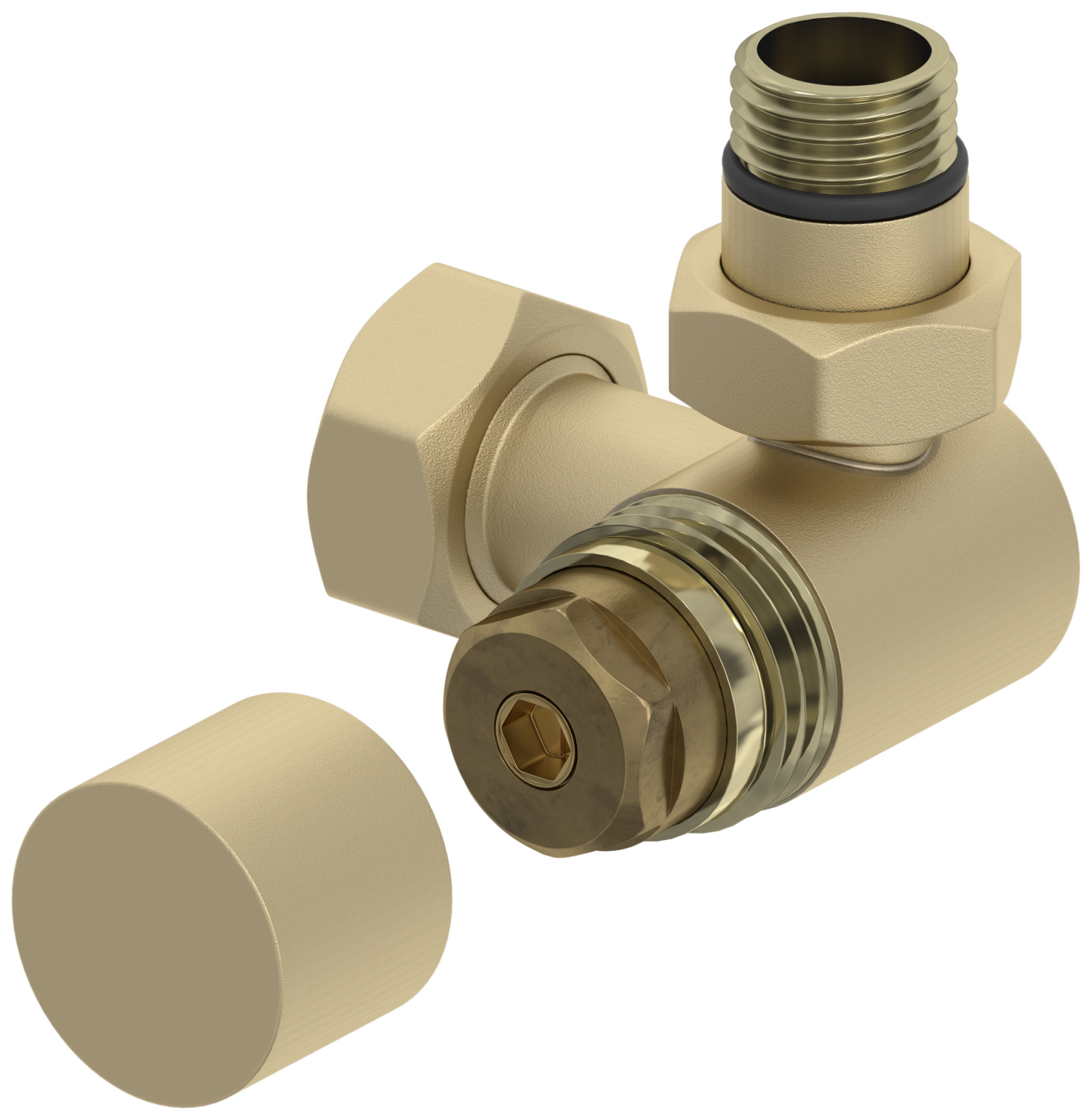 Вентиль регулирующий Сунержа 3D правый G 1/2 x G 3/4 шампань матовая 022-1407-1234