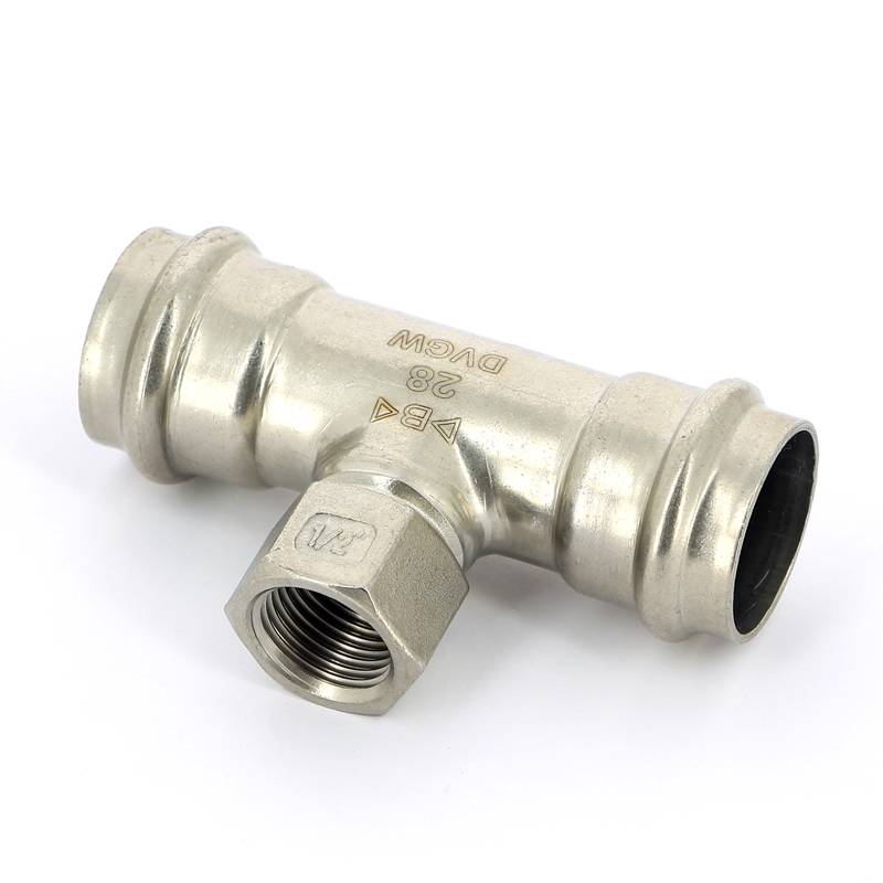 Тройник пресс IBP B-Press Inox 28x1/2x28 мм нержавеющая сталь PS4130G0280428