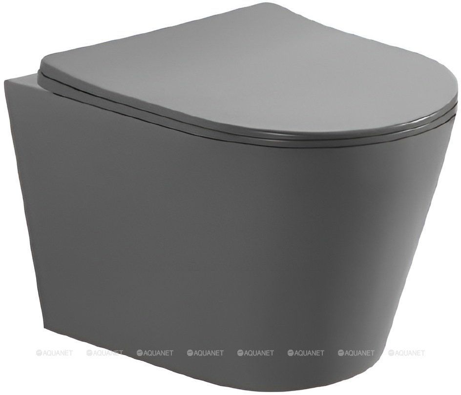 Унитаз подвесной безободковый Aquatek Вега 525х360х320 мм с сиденьем микролифт матовый серый AQ1905-MG