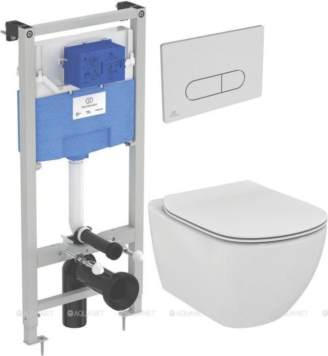 Промо-комплект Ideal Standard Tesi подвесной унитаз T007901 с сиденьем T352701 и инсталляцией R0309AA P386801