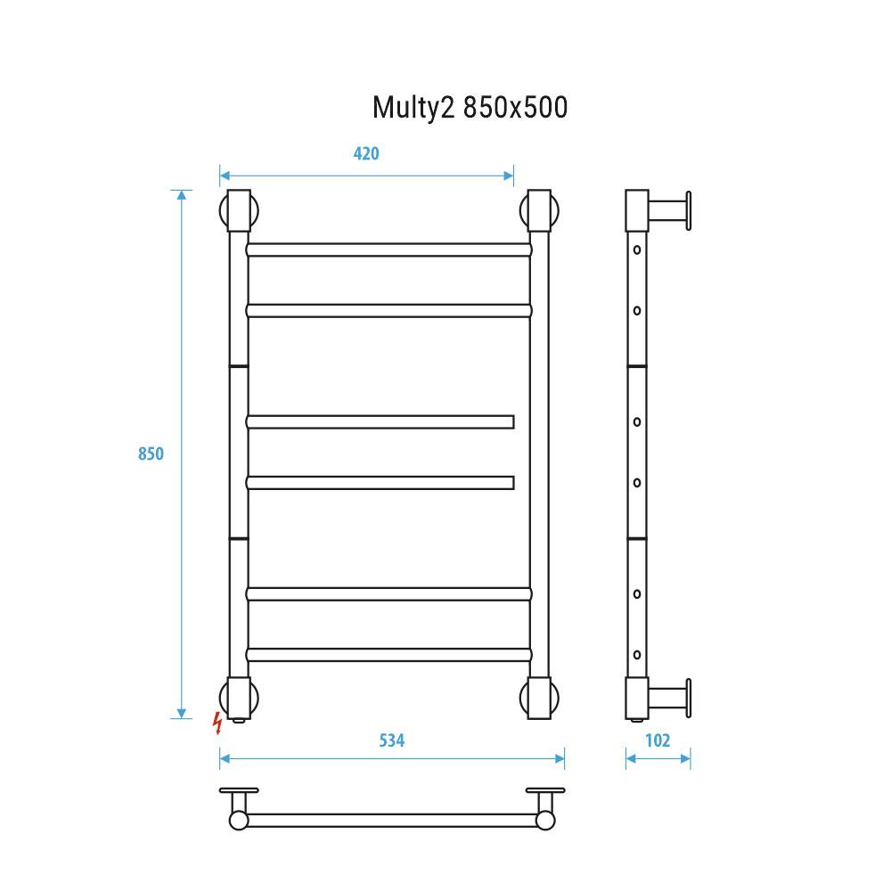 Полотенцесушитель электрический Energy Multy2 850x500 мм EETRMULTY2855000000