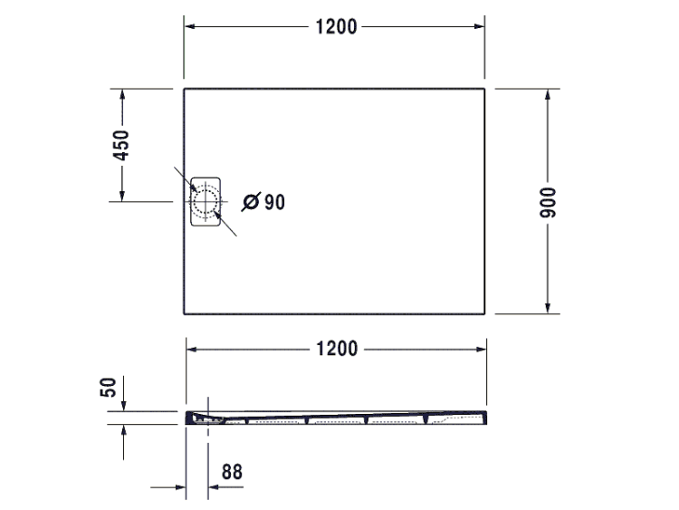 Душевой поддон Duravit Stonetto 1200x900x50 мм белый 720149380000000