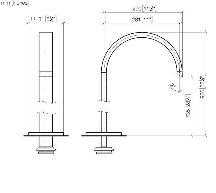 Излив напольный для ванны Dornbracht MEM 280 мм Dark Brass сатинированный 1367278039