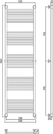 Полотенцесушитель водяной Сунержа Богема 500x1900 мм без покрытия 00-0220-1950