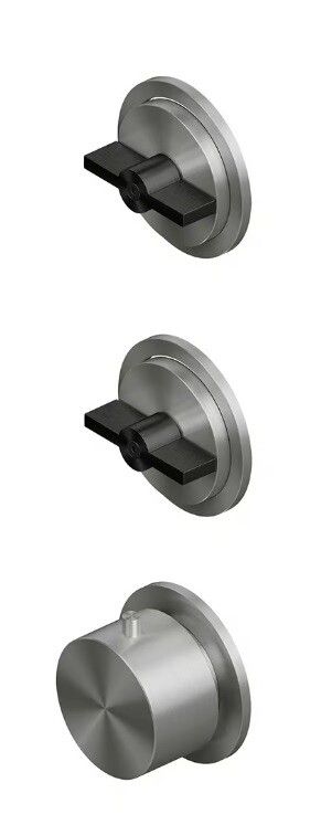 Смеситель для душа встраиваемый Quadrodesign Valvola01 на 2 выхода цвет сталь/золото черное 1949000ASON