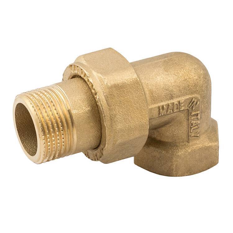 Сгон-американка угловой Metalit 1 1/4 НВ латунь с плоским уплотнением EBF27114