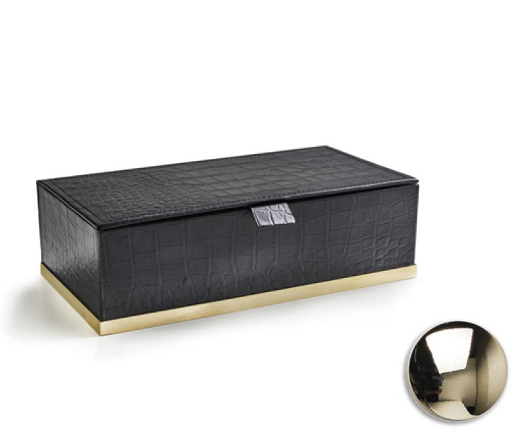 Контейнер настольный 3SC Cocco 250х130х80 мм черная кожа/латунь CO49AOL