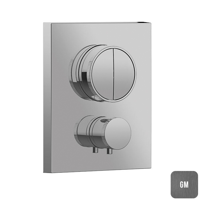 Смеситель для душа Almar Core нажимной на 2 потребителя круглая панель оружейный металл брашированный PVD E176682GM