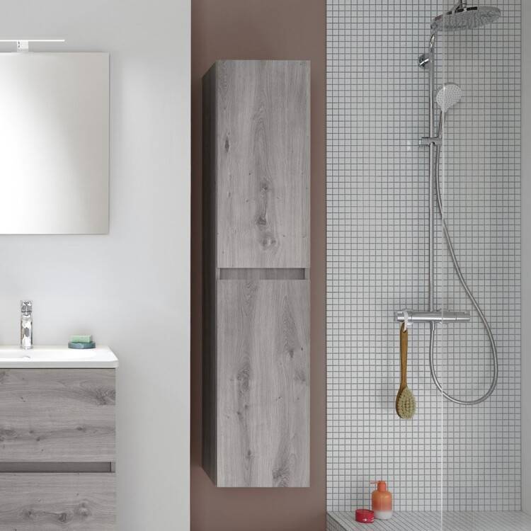 Шкаф-пенал Burgbad Rocio 350х320х1600 мм дуб декор сильвер HSRU035 F6228