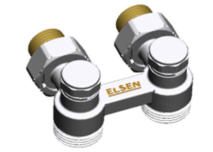 Вентиль H-образный ELSEN угловой 3/4 Н ЕК - 1/2 Н никелированная латунь EVR153442