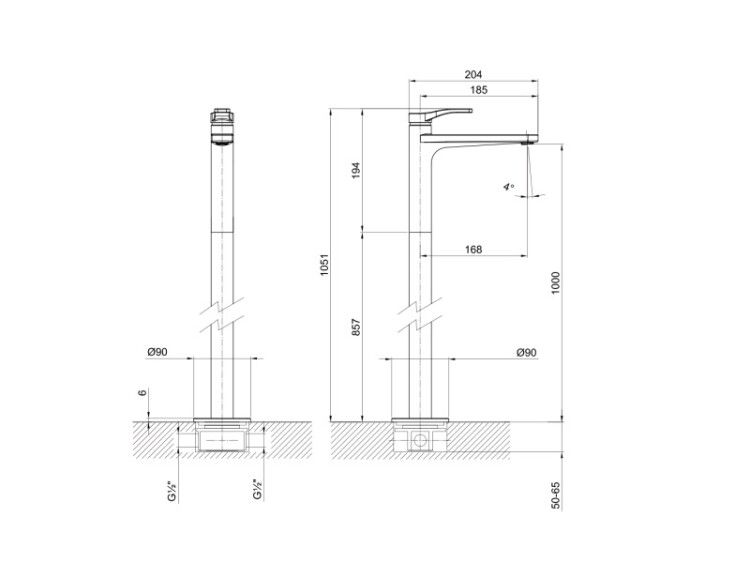 Смеситель для раковины Fantini AL/23 Lissoni напольный хром 2602B036B