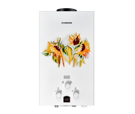Водонагреватель газовый проточный Edisson E 20 GD Подсолнухи 10 л/мин 7685