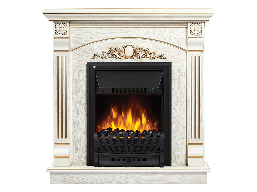 Портал для электрокамина Firelight Barocco Classic шпон белый дуб с золотой патиной 1294117