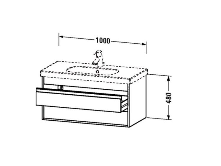 Тумба под раковину подвесная Duravit Ketho 1000x455x480 мм 2 ящика белый глянец KT664802222
