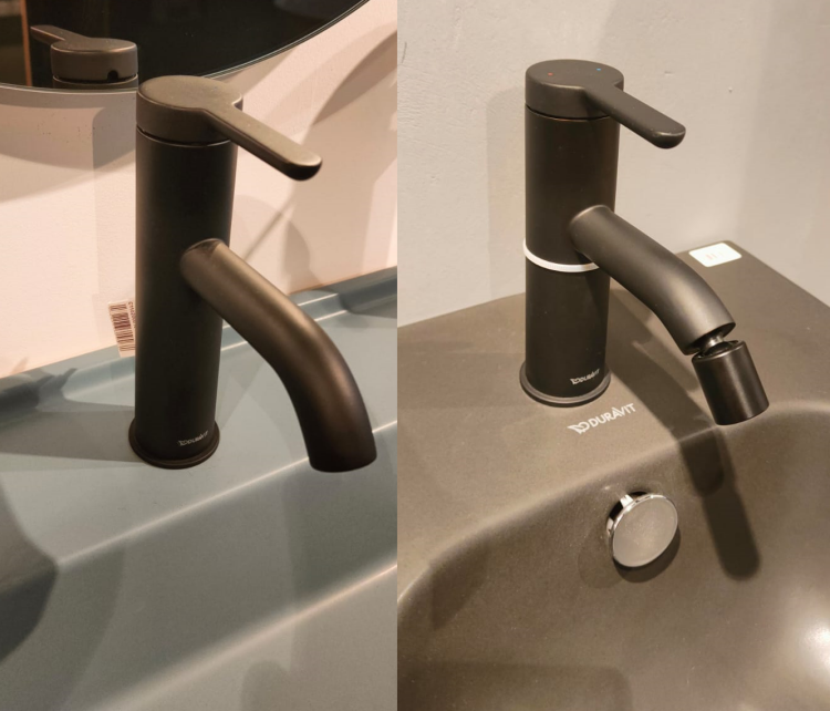 Комплект смесителей Duravit C.1 для раковины и биде черный матовый C11020001046 / C12400001046