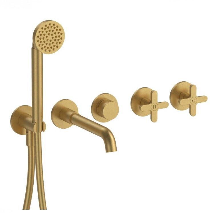 Смеситель для ванны и душа Fantini Icona Classic настенный Pure Brass PVD 53Q7R019B