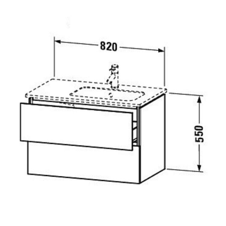 Тумба под раковину Duravit L-Cube 820x481x550 мм подвесная чаша справа фланелево-серый глянцевый LC629208989