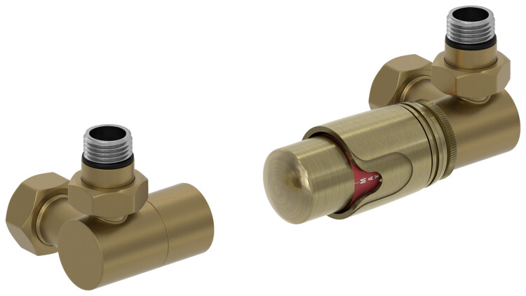 Комплект терморегуляторов Сунержа 3D автоматический правый G 1/2 x G 3/4 золотой шёлк 3214220001
