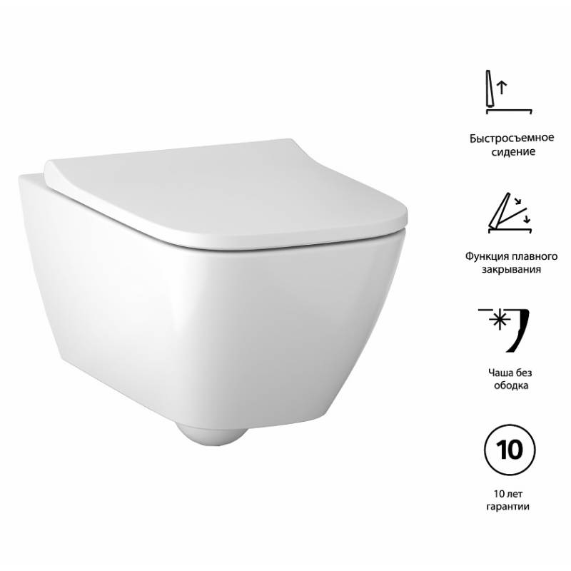 Унитаз подвесной безободковый Geberit iCon Square Rimfree 35х54 см 201950000