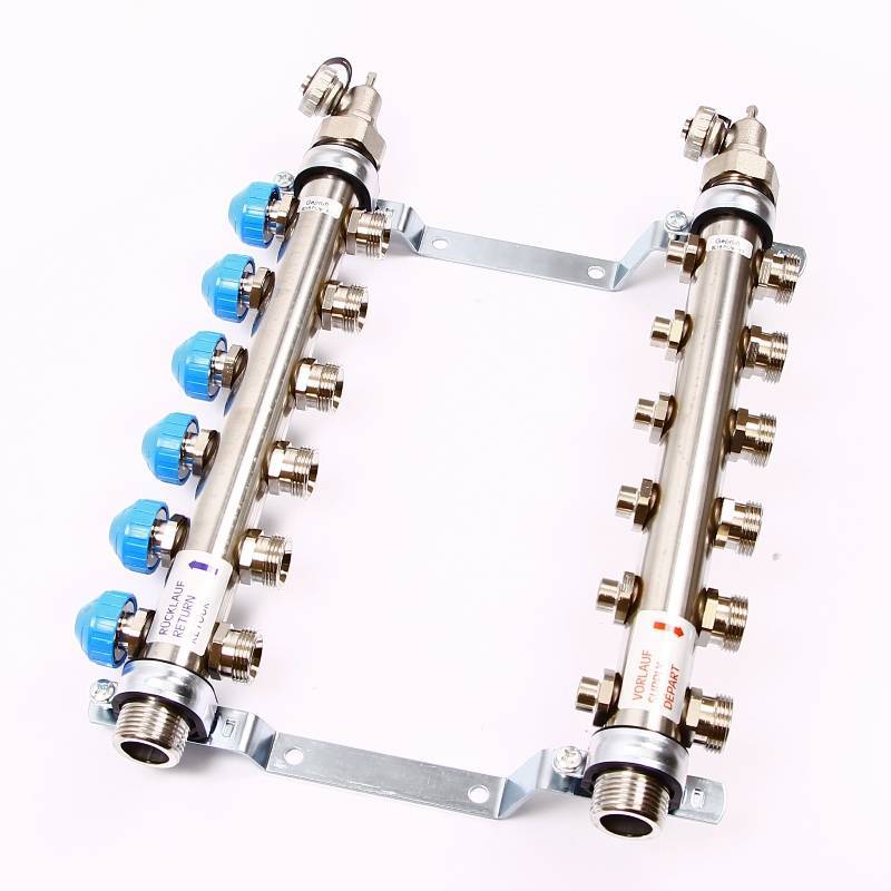 Коллекторная группа Uni-Fitt 1 x 3/4 6 выходов с балансировочными и термостатическими вентилями 456W4306