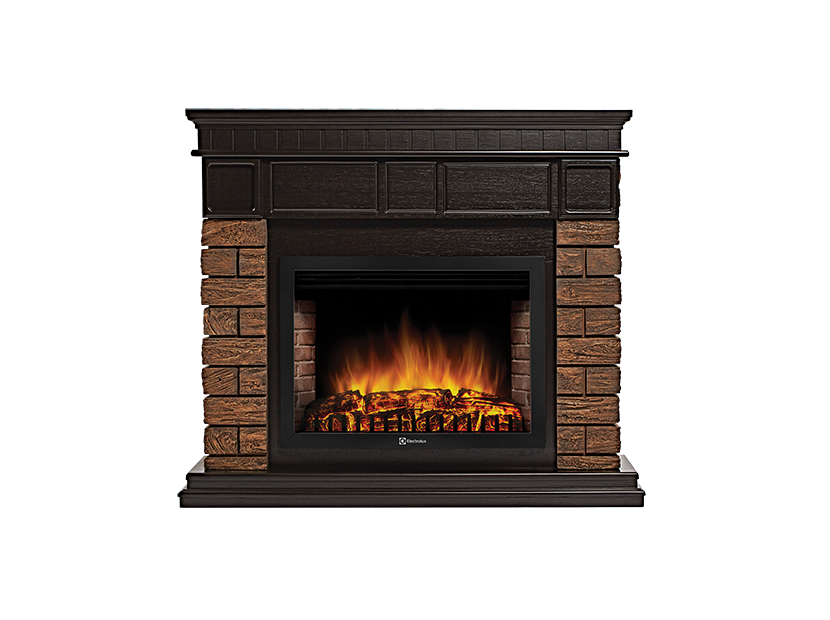Портал для электрокамина Firelight Bricks Wood 30 камень темный шпон венге НС-1287018