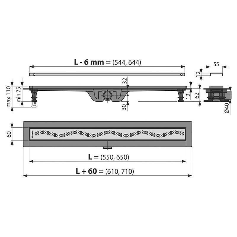 Душевой лоток Alca APZ8 Simple с решеткой 750 мм AG100101750