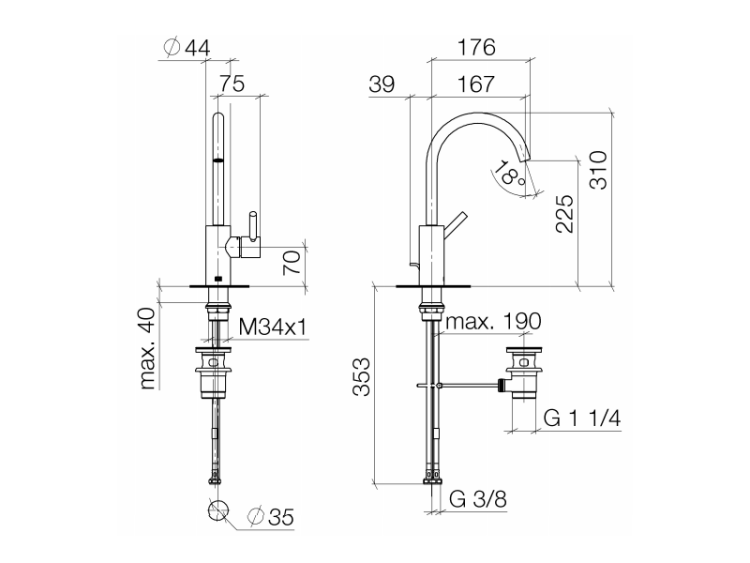Смеситель для раковины Dornbracht Meta платина матовая 33500661-06