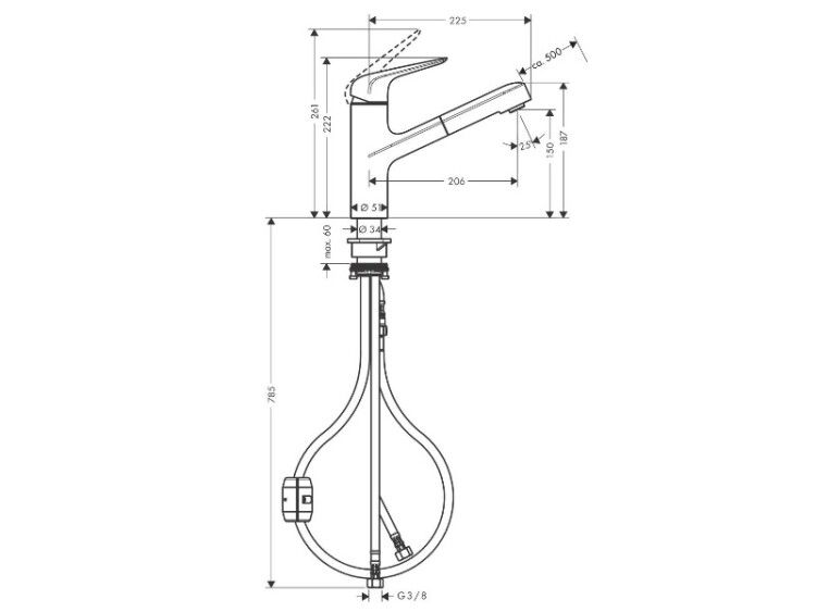 Смеситель для кухни Hansgrohe Focus M42 однорычажный, цвет хром 71814000