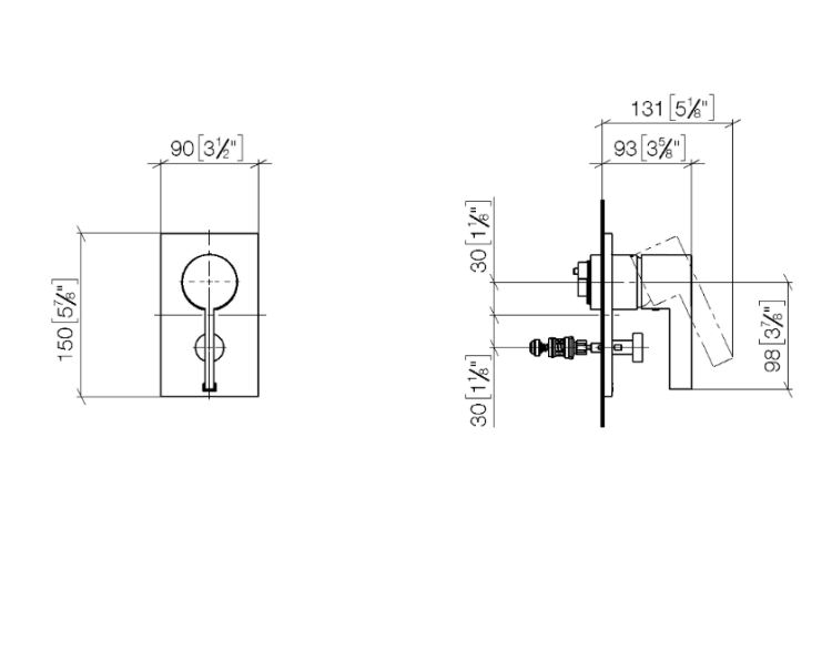 Смеситель для душа Dornbracht CL.1 однорычажный, на 2 потребителя, встраиваемый, цвет латунь сатинированная 3612067028