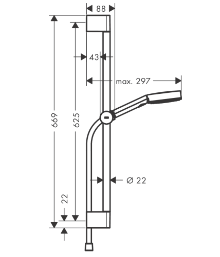 Душевой гарнитур Hansgrohe Pulsify Select S 105 3jet Relaxation со штангой 650 мм черный матовый 24160670
