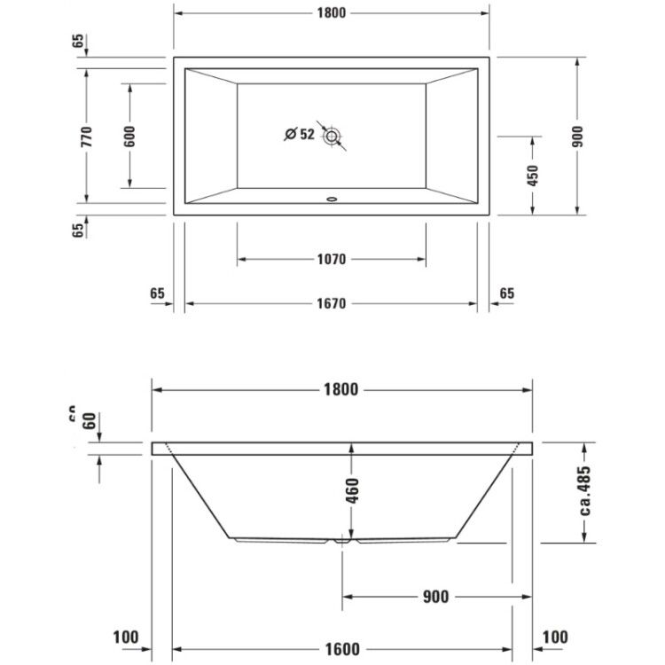 Ванна Duravit Starck 1800x900x485 мм белая 700050000000000