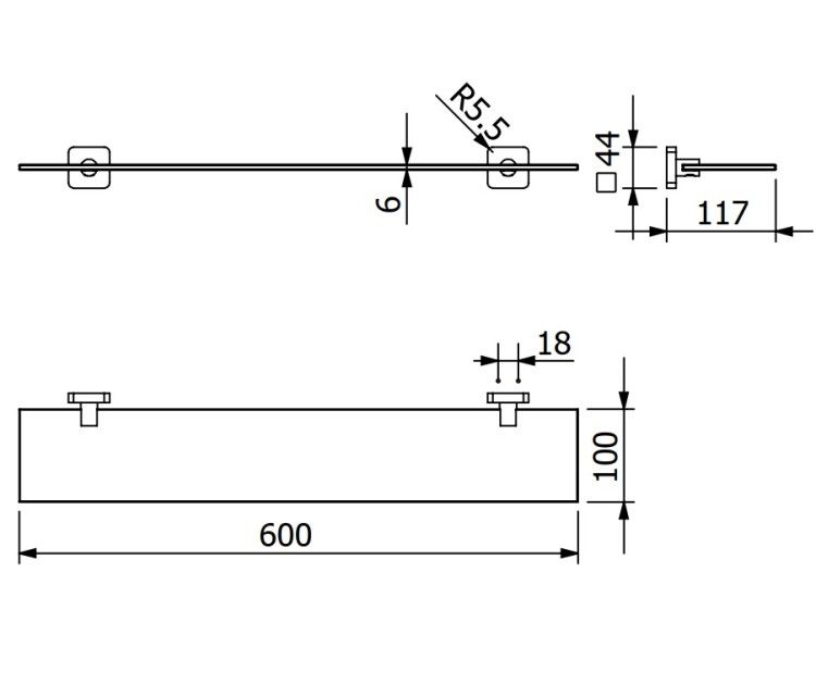 Полка Kludi VELA S 600x117x44 мм черный матовый 2597339