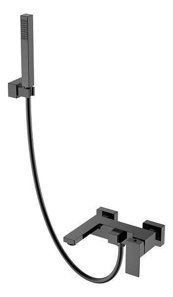 Смеситель для ванны с душем Boheme Qubic настенный графит глянцевый 473-SGM